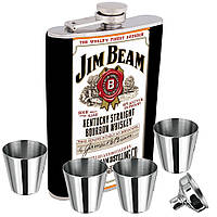 Фляга Jim Beam + 4 стаканчика + лейка в подарочной упаковке US-750