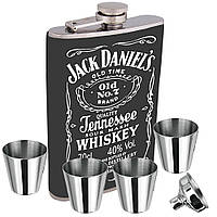 Фляга Jack Daniels + 4 стаканчика + лейка в подарочной упаковке US-751