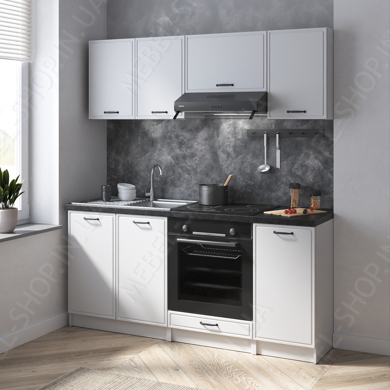 Модульна кухня 180 см з Ламінованого ДСП з МДФ фасадами Стильні кухонні меблі під витяжку мийку та духовку, фото 1