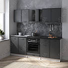 Готові кухні прямі з МДФ фасадом Стильна модульна кухня низ і верх з 5 тумбами в комплекті 220 см, фото 5