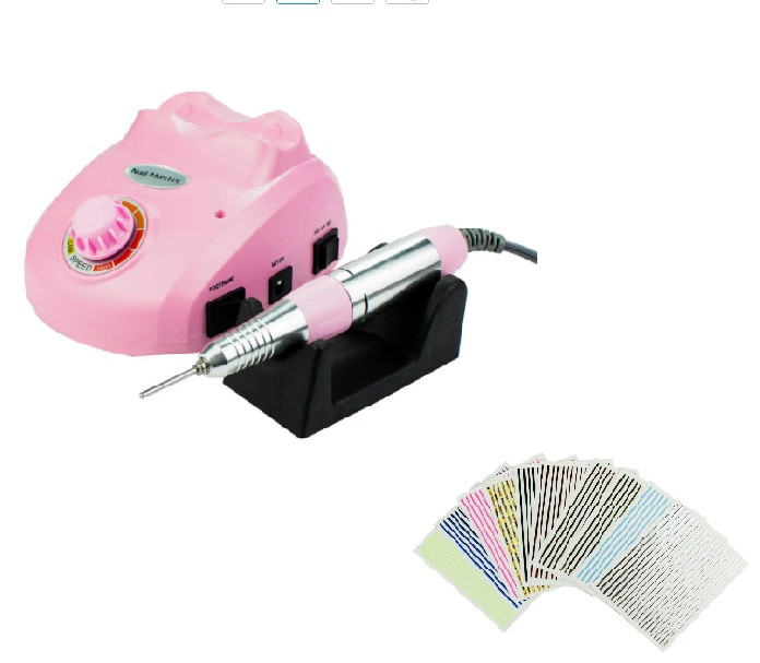 Фрезер для манікюру Nail Master ZS 603 65W 45000 Манікюрний фрейзер DM 208 Машинка для манікюру + наклейки