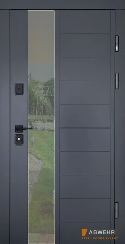 Вхідні двері ТМ Abwehr 367 Уфо комплектація Cottage з терморозривом вулиця ral 7016 + Антрацит/біла