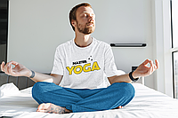 Футболка белая с принтом для йоги "Master yoga. Мастер йоги. Yoga. Йога" Push IT XS