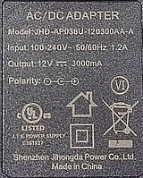 Блок живлення 36W 12v 3a 3.5x1.3mm (JHD-AP036U-120300AA-A) Б/В, фото 4