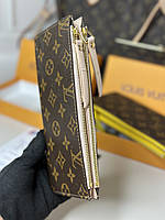 Женский коричневый кошелек Louis Vuitton monogram Стильный брендовый бумажник с логотипом Луи Виттон клатч Коричневый с бежевым