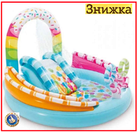 Детский надувной бассейн интекс с горкой 160л Intex 57144 домашний водный игровой центр бассейн для малышей