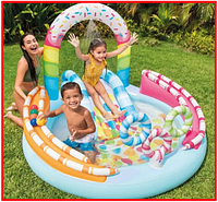 Детский надувной бассейн интекс с горкой 160л Intex 57144 водный игровой центр бассейн для малышей для дома
