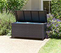 Короб ящик ( штучний ротанг) з коліщатками і гідравлічної кришкою 133 см чорний, hotdeal, фото 6