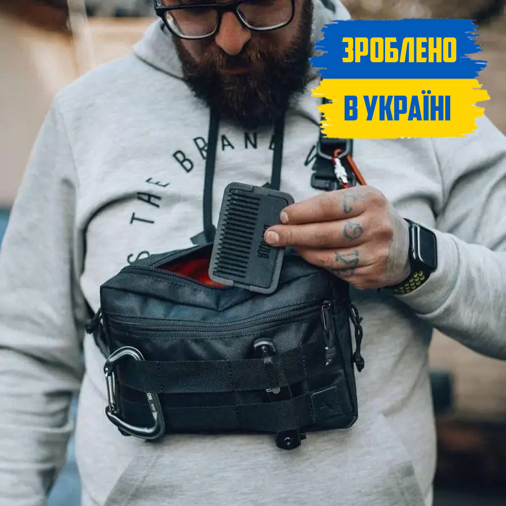 Тактична чорна чоловічий сумка через плече HAMMER з тканини