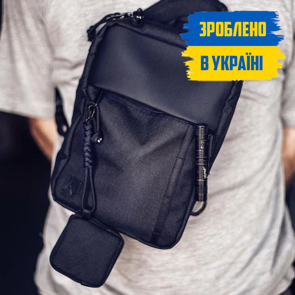 Нагрудна чорна чоловічий сумка через плече ROD POD слінг