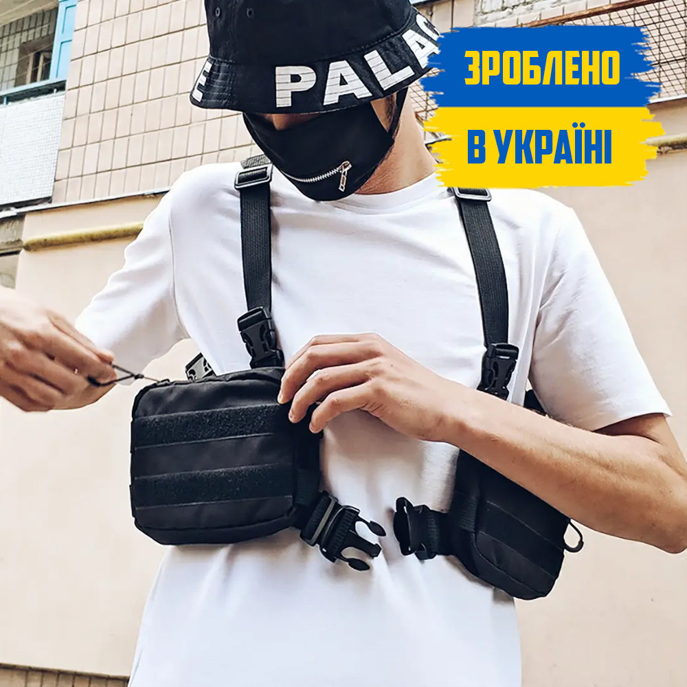 Чоловіча сумка подвійна кобура Вогонь Пушка DOUBLE IMPACT чорна з тканини