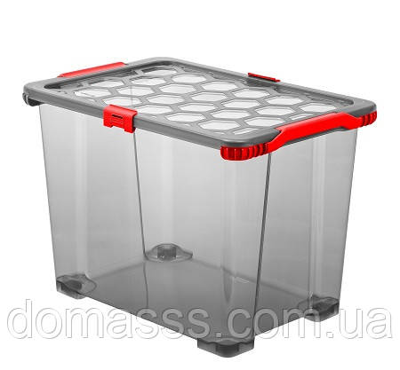 Контейнер для зберігання Rotho "Evo Total" 65L сіро-червоний (10087), фото 1