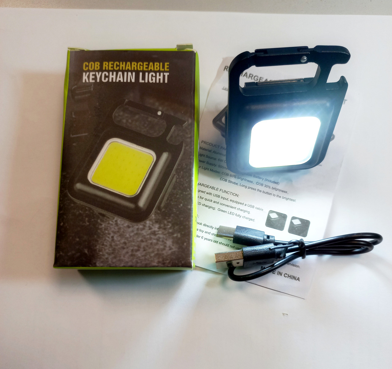 Аккумуляторный, светодиодный фонарь-лампа карабин магнит корпус метал - фото 2 - id-p1807306929