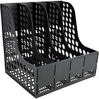 Лоток для паперів пластиковий збірний вертикальний на 4 відділення Axent чорний