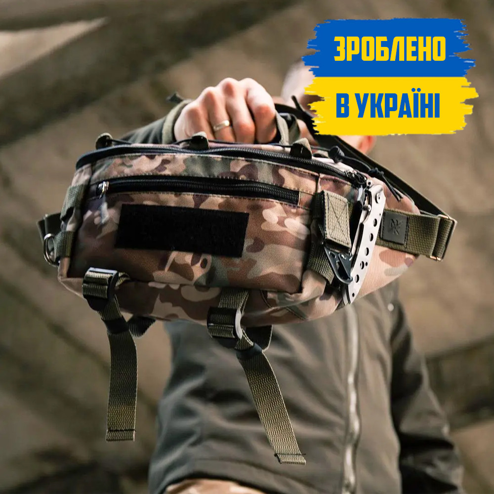 Сумка бананка тактична чоловіча TOR M15 мультикам поясна на груди з тканини МК