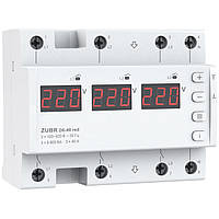 Дворазове реле напруги однофазне/трифазна D6-40 на DIN-рейку, 3*40А, 3*8800ВА, 120-280В, шестимодульні з