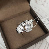 Перстень чоловічий срібний у вигляді голови тигра з фіанітом
