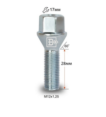 Болт C17B28 Z M12X1,25X28 Цинк ВАЗ литий диск-порт ключ 17 мм