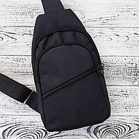 Черная мужская Сумка слинг, Мужская сумка черная текстильная, Спортивная сумка слинг уплотненный текстиль