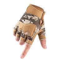 Перчатки армейские беспалые BlackHawk, военные тактические без пальцев койот/пиксель размер M