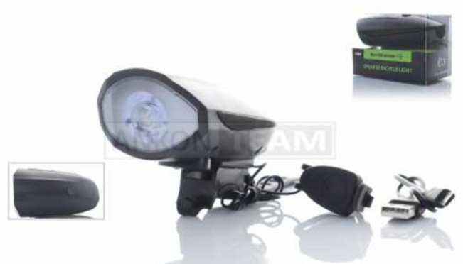 Фонарь Фара Вело с Сигналом USB 1200mAh 250LM/2.5H 125LM/5H (зеленая ...