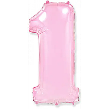 Фольгована кулька цифра рожева "1" 40" Flexmetal упаковка