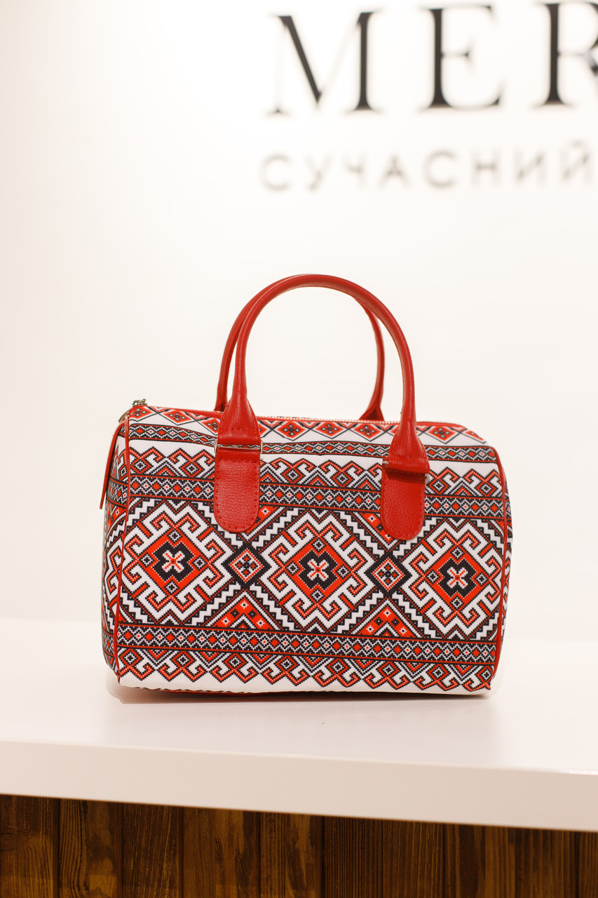 Сумка бочка жіноча Barrel  "Український орнамент"