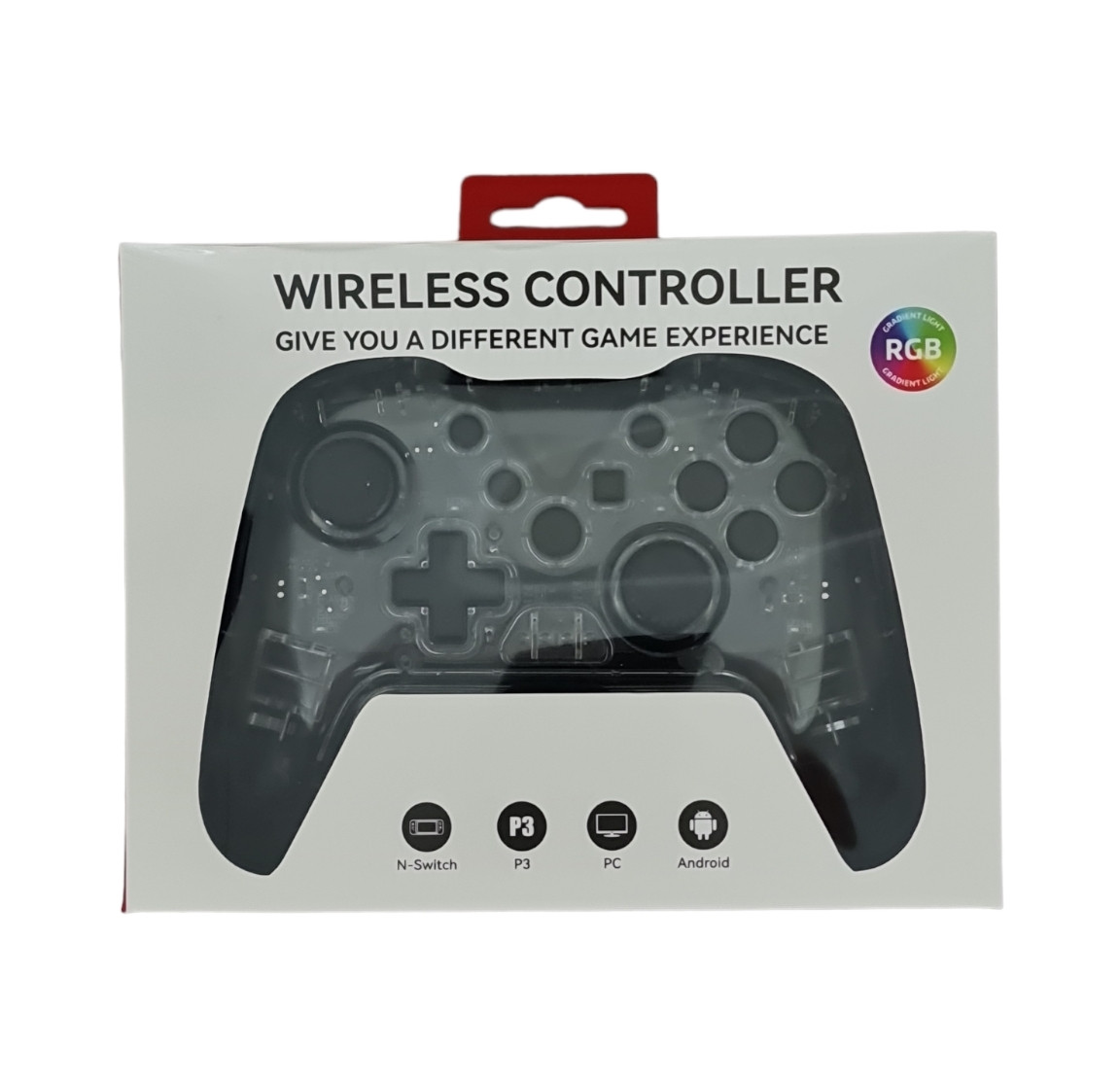Ігровий контролер N-Switch, PS3, PC, Android, Vibrating Gamepad, RGB, прозорий NS015