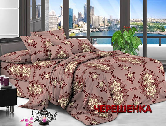 Коричнева тканина 220 см синтетична для постільної білизни, Поліестер 75 з абстрактним візерунком, у рулоні 60 м, фото 1