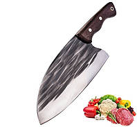 Кований сербський ніж шеф-кухаря 20 см фултанг з рукояттю з африканського дерева венге (FSCKAW-08)
