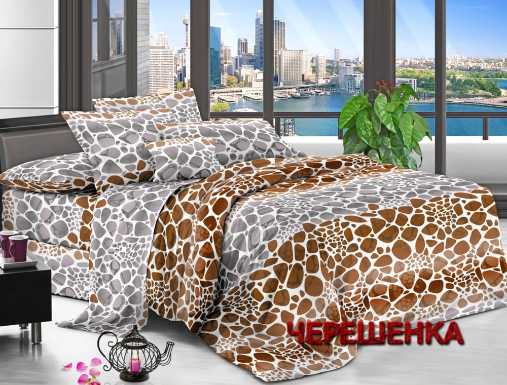 Сіро-коричнева тканина 220 см для постільної білизни, 100% Поліестер 75 тваринний принт жираф, у рулоні 60 м