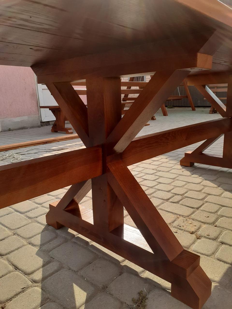 Дерев'яний садовий стіл 300 см "Пісочний годинник" з Ясеня Колір: Палісандр - фото 6 - id-p1807359560
