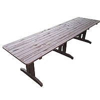 Деревянный садовый стол и скамейка 400 см "Прямая ножка". Цвет: Орех