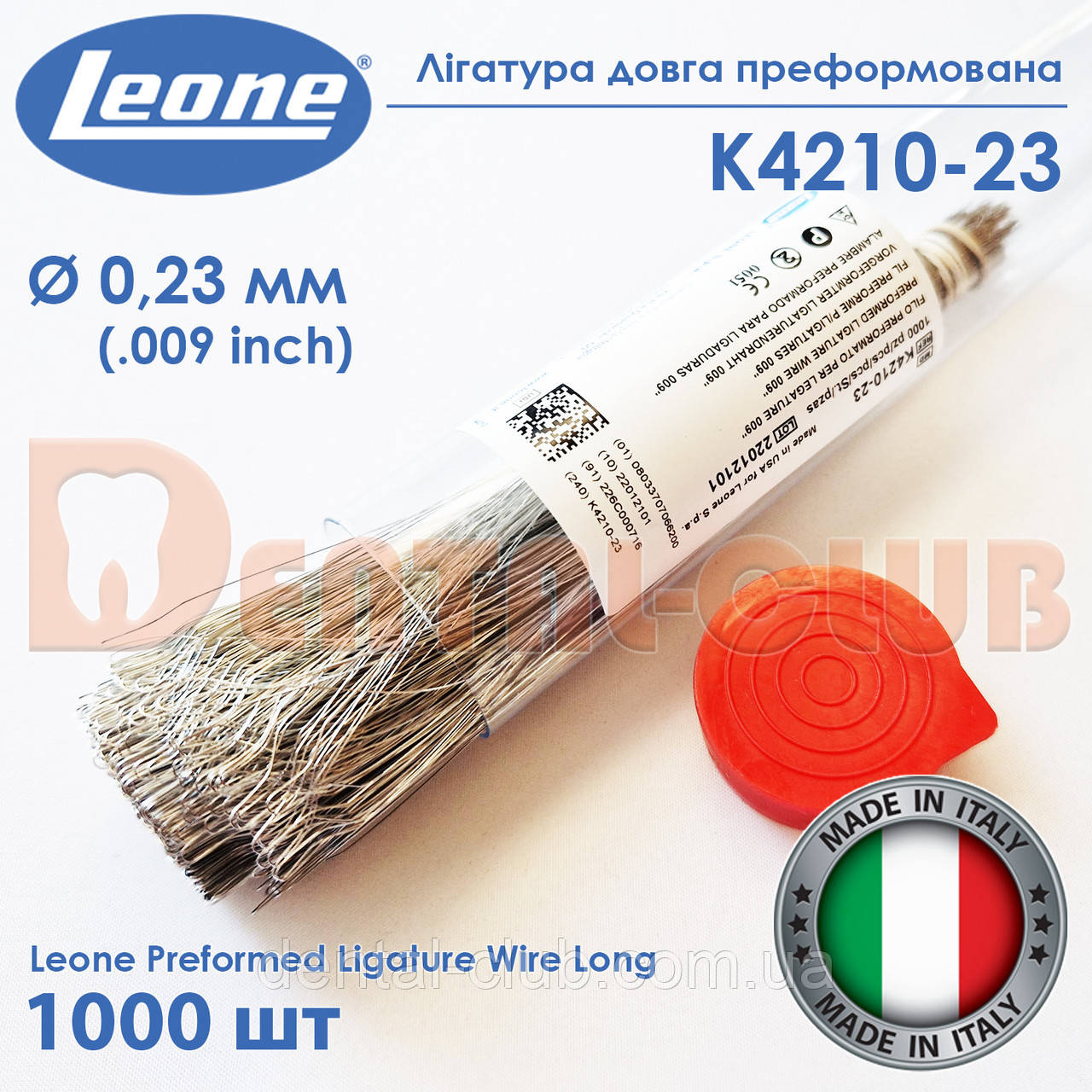 Лігатура металева преформована, довга, 1000 шт, 009", Leone (Леоне) К4210-23, фото 1