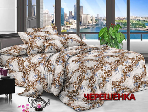 Бежева синтетична тканина 220 см для постільної білизни, 100% Поліестер 75 абстрактний візерунок, у рулоні 60 м, фото 1