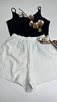 Комплект Пижама летняя ткань Муслин (майка и шорты разные размеры и цвета ) Белая M-L