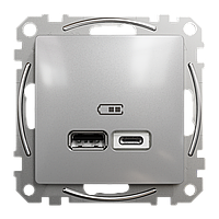 USB розетка ип A+C 2,4A Алюміній Sedna Design Schneider Electric SDD113402