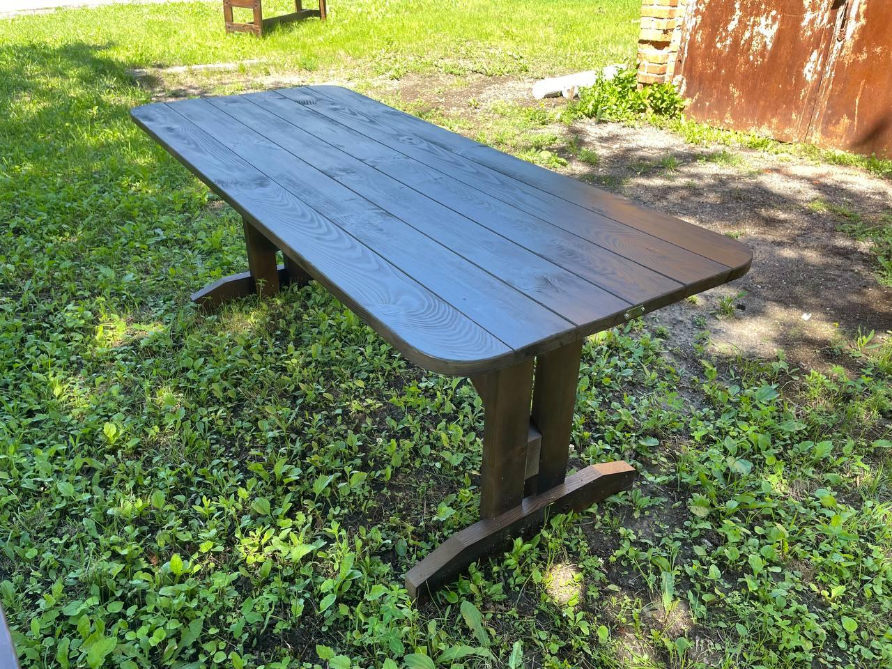 Дерев'яний садовий стіл 1,95 м "Стайл". Колір: Горіх - фото 3 - id-p1807360464