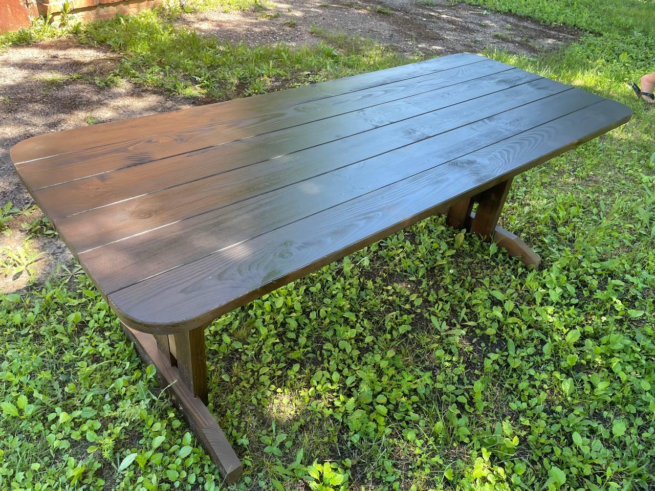 Дерев'яний садовий стіл 1,95 м "Стайл". Колір: Горіх - фото 4 - id-p1807360464