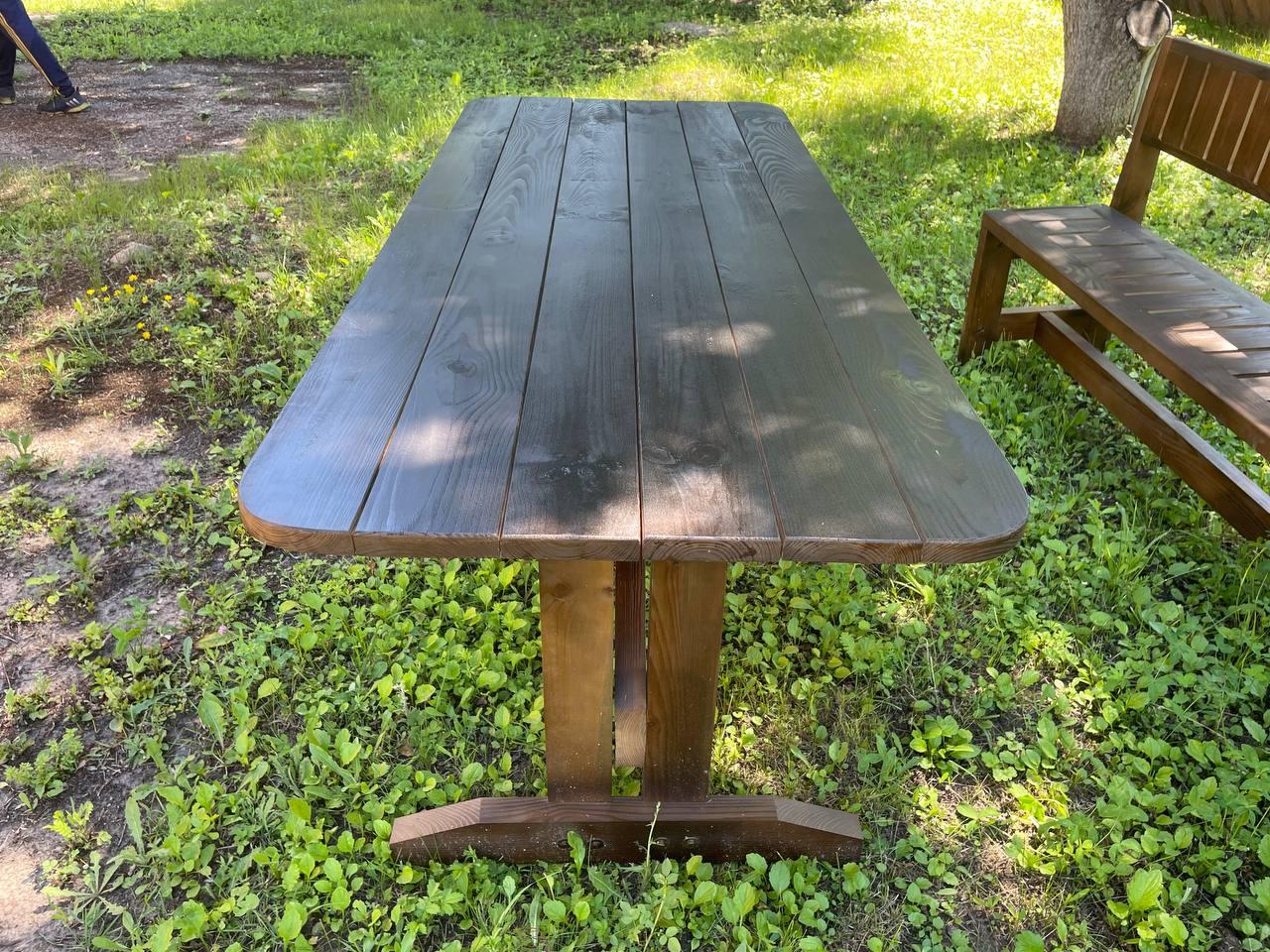 Дерев'яний садовий стіл 1,95 м "Стайл". Колір: Горіх - фото 6 - id-p1807360464