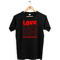 Мужская футболка черная с принтом ко Дню святого Валентина "Love. Happy Valentine's day" Push IT
