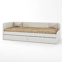 Ліжко односпальне біле 80х190 для підлітка з ящиками Еверест Соната-800 німфея альба (EVR-2470)