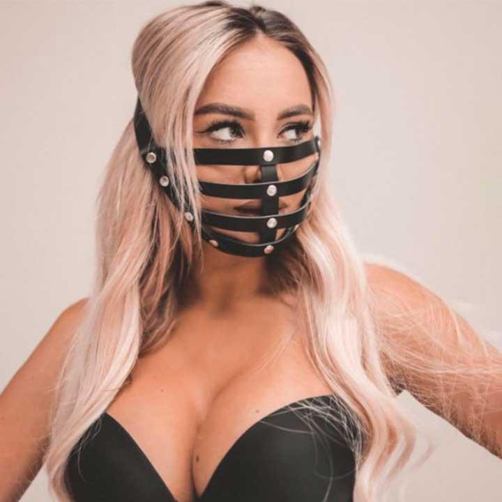 Маска зі шкіряних ремінців - Чорний - Садо-мазо, фото 1