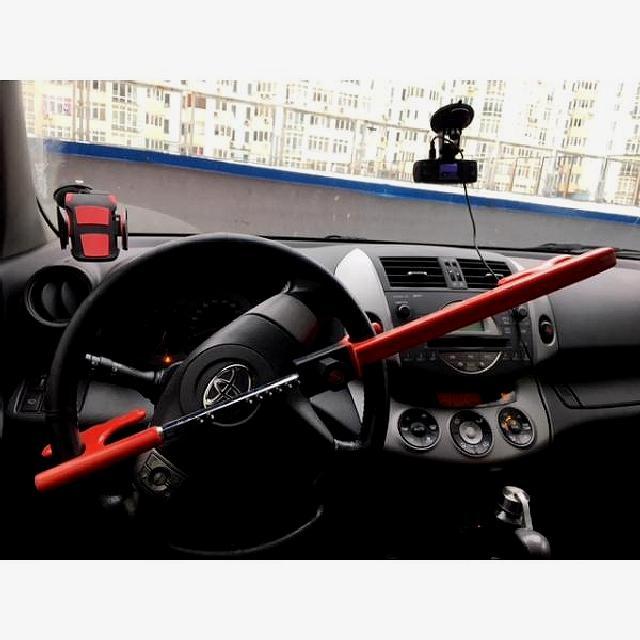Механічний блокіратор для Авто на кермо+ педаль+ коробка передач Good music 308 (червоний парасолька-вилка)