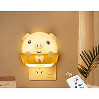 Детский светодиодный ночник-розетка LED Beideli с датчиком освещения Свинка Star T59427 Белый