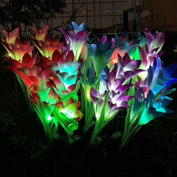 Вуличний ліхтар лілія на сонячній батареї 740 мм Рожевий