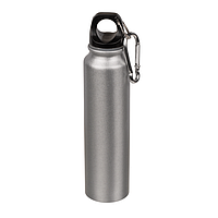 Бутылка для питья алюминиевая с карабином, 220 мл., 19 см., темно-серая