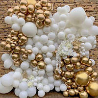 Набір 214 кульок для стіни Біле сонце Золото та білий