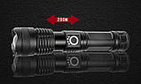 Ліхтарик ручний T6 світлодіодний металевий 15W акумулятор зарядний пристрій, захисний бокс P50, фото 2