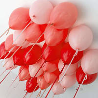 Набор 25 шаров под потолок Огоньки Красный и розовый